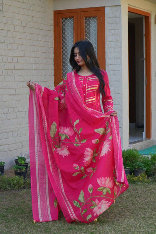 Rang Mahal Anarkali Suit Set (Pink)