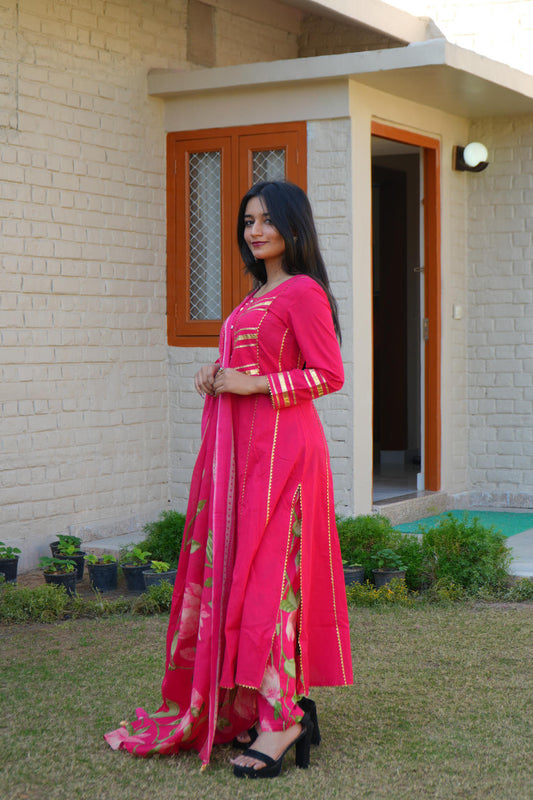 Rang Mahal Anarkali Suit Set (Pink)