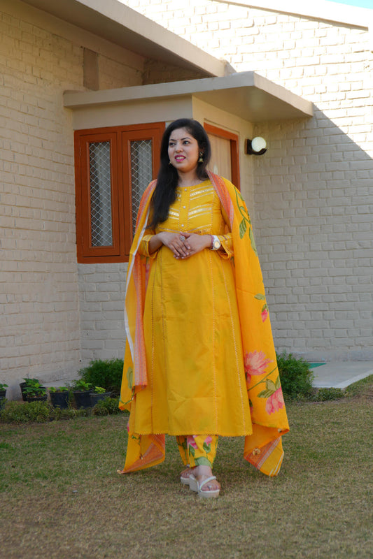 Rang Mahal Anarkali Suit Set (Yellow)