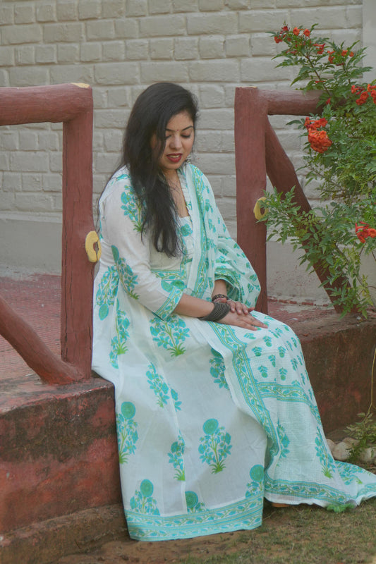 Ivory Bloom Anarkali Suit Set